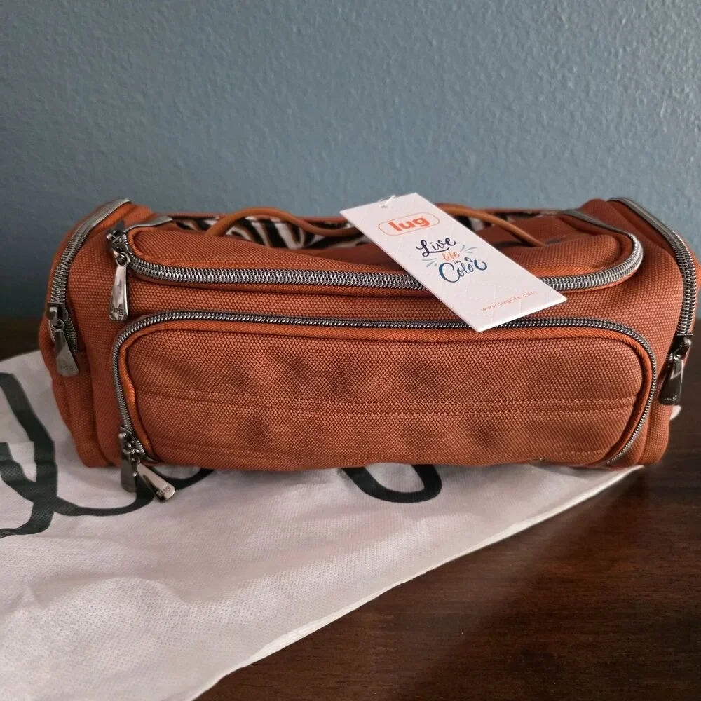 NWT lug Trolley Cosmetic Travel Case Copper W/ Animal Stripes Cosmetic Case
